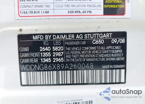 2009 Mercedes-Benz S 550 4Matic из США, поврежденный, VIN WDDNG86X89A260048